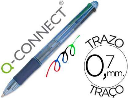Bolígrafo Q-Connect  4 colores sujeción de caucho